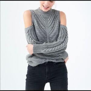 NWT Aeropostale Cold Shoulder Cable Sweater